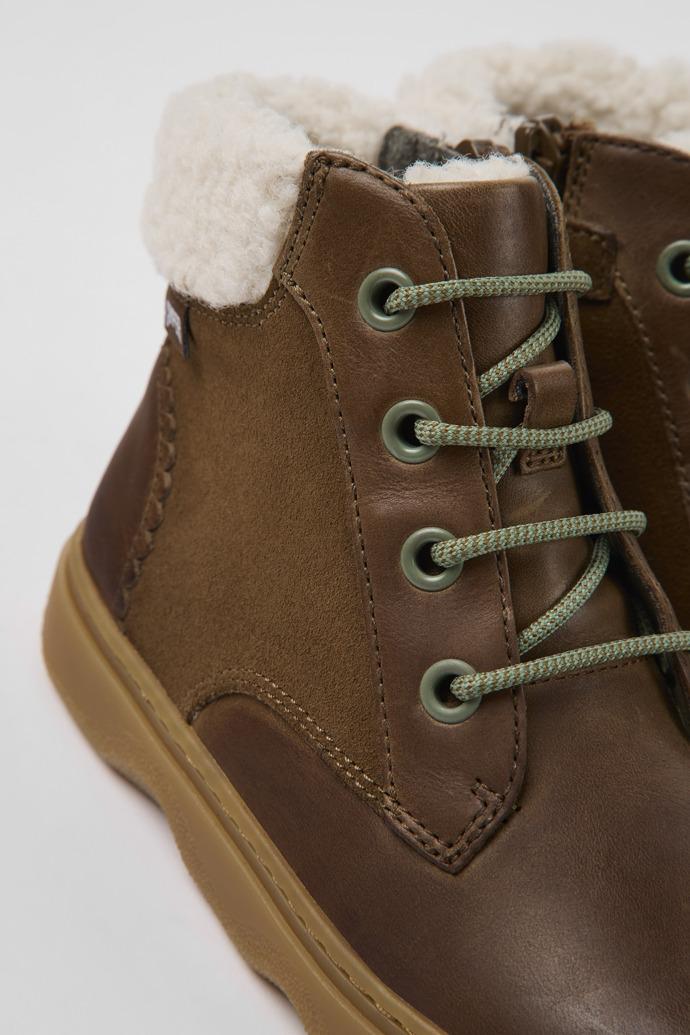 Kiddo Brown leather and nubuck ankle boots for kids by CAMPER