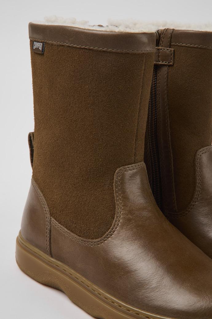 Kiddo Brown leather and nubuck boots for kids by CAMPER