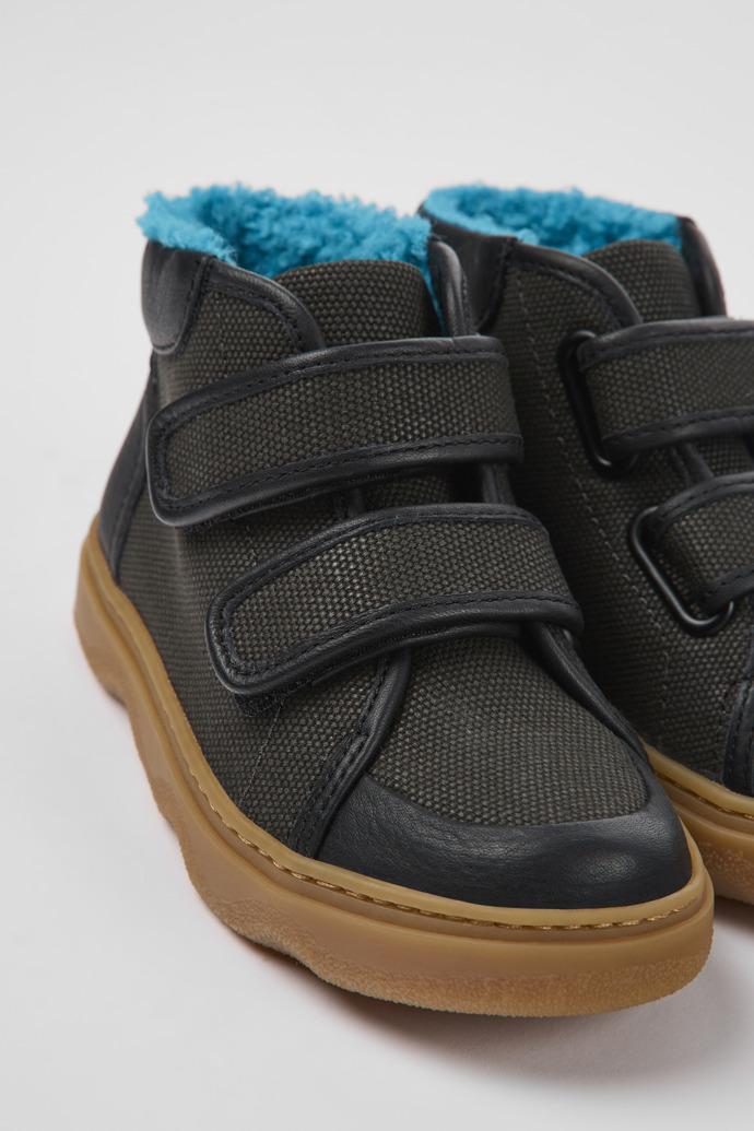 Kiddo Gray leather and textile ankle boots for kids by CAMPER