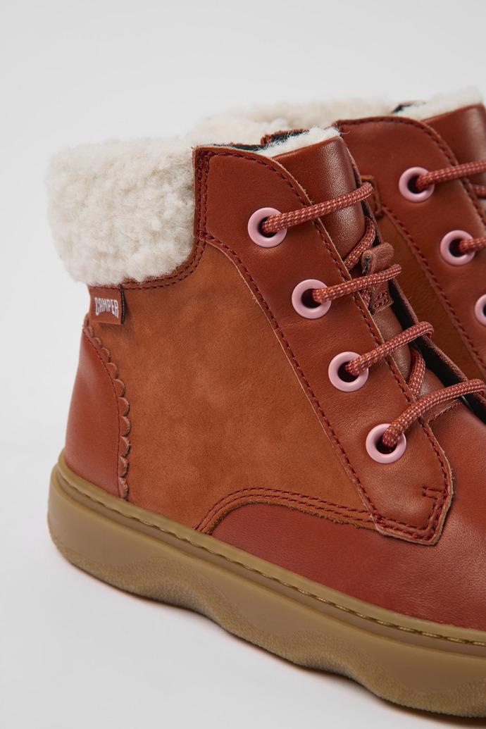 Kiddo Red leather and nubuck ankle boots for kids by CAMPER