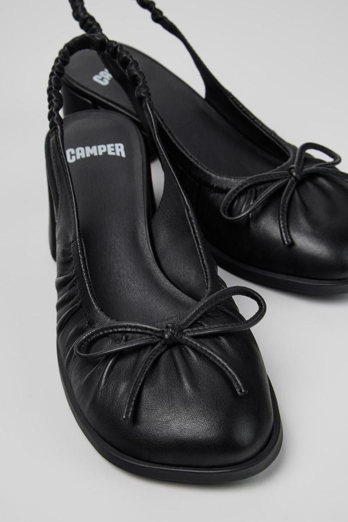 Kora Black Leather Semi-Open Shoes for Women. by CAMPER