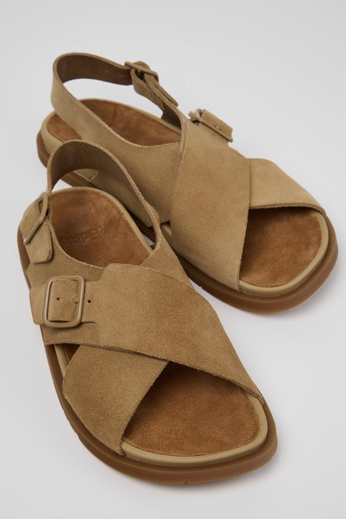 Lluc Sandal Brown Suede Leather Sandals for Women. by CAMPER
