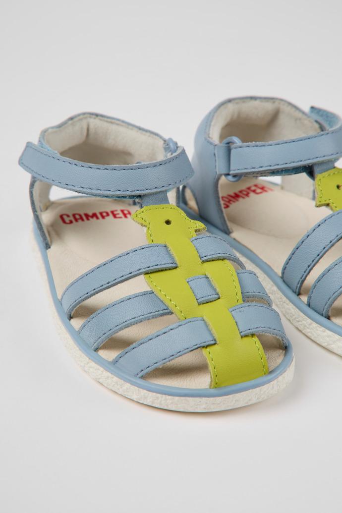 Miko Blue and green leather sandals for kids by CAMPER