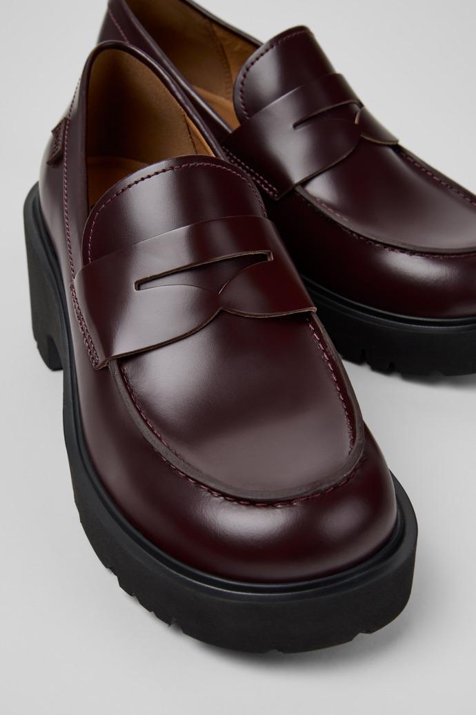Milah Burgundy Leather Moccasins for Women. by CAMPER