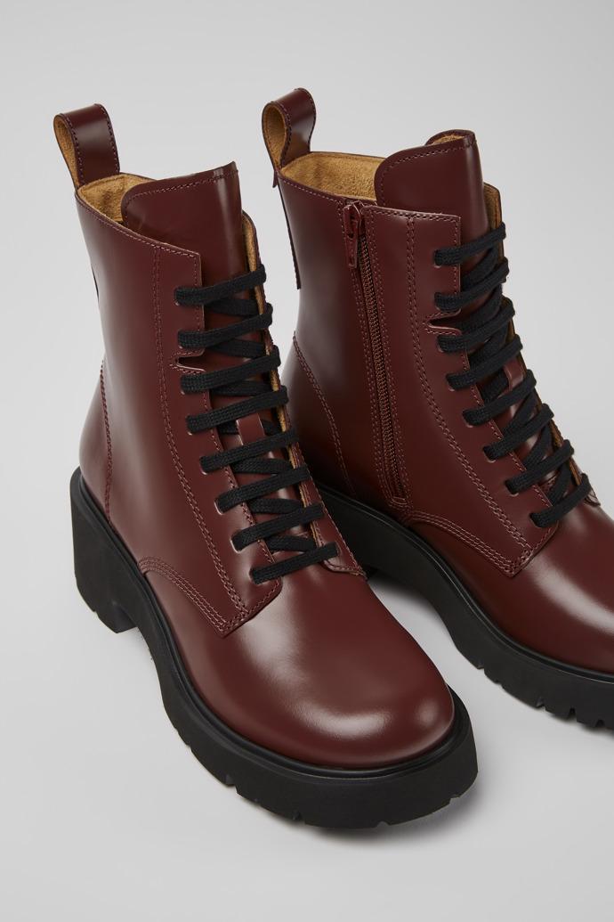 Milah Burgundy lace-up boots for women by CAMPER
