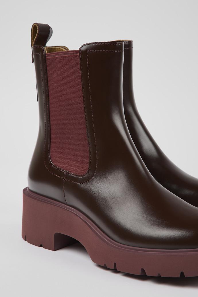 Milah Burgundy leather Chelsea boots for women by CAMPER