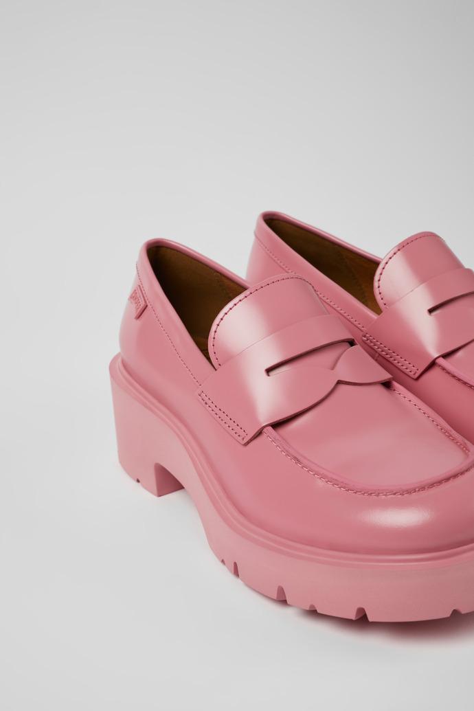 Milah Pink leather loafers for women by CAMPER