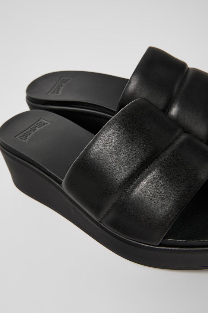 Misia Black leather sandals for women by CAMPER
