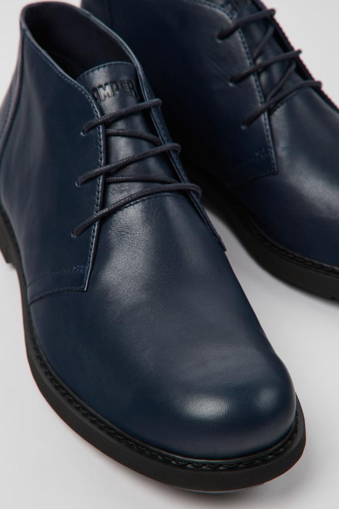 Neuman Blue leather ankle boots for men by CAMPER