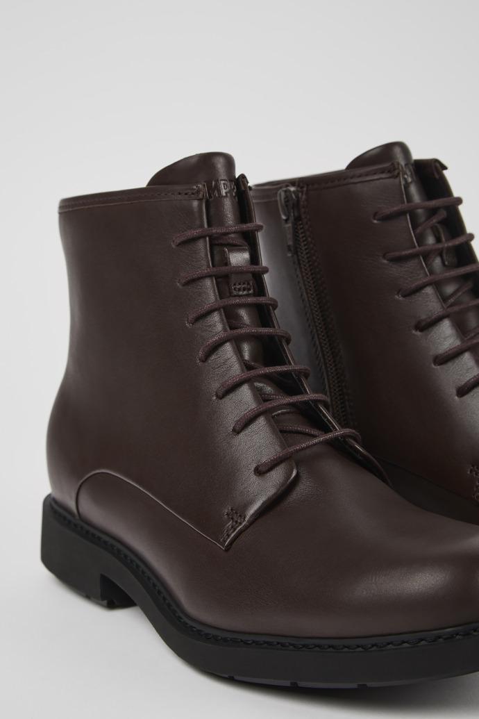 Neuman Brown leather ankle boots for women by CAMPER