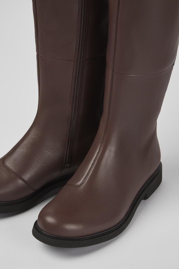 Neuman Brown leather boots for women by CAMPER