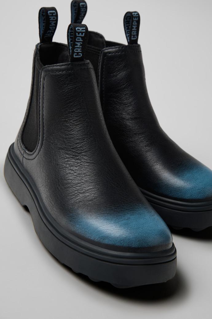 Norte Black and Blue Leather Ankle Boots for Children. by CAMPER