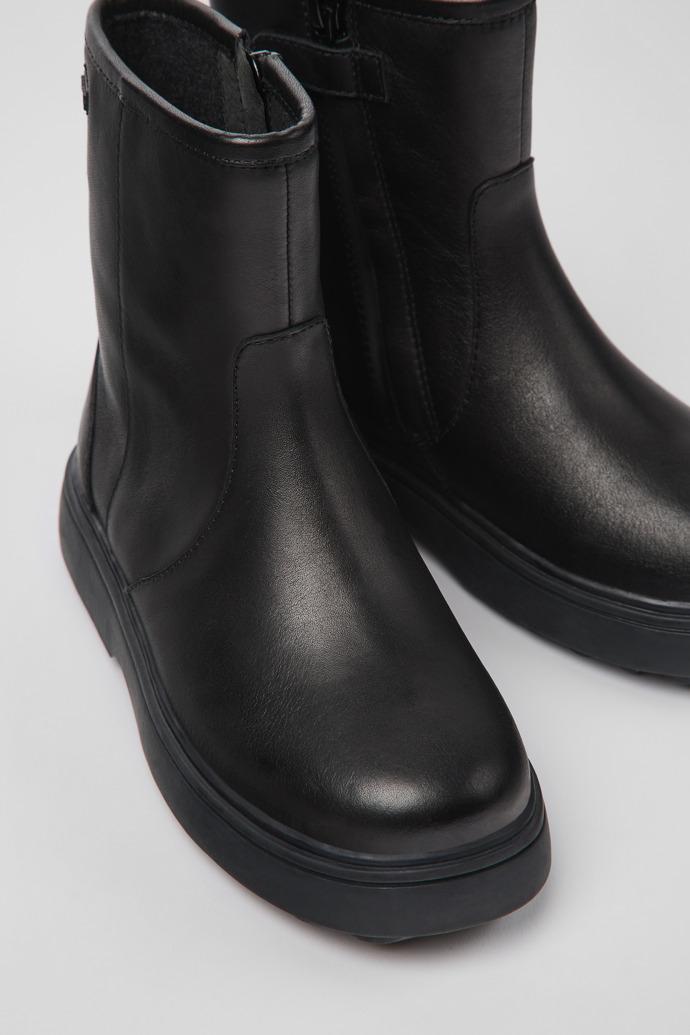 Norte Black leather ankle boots for kids by CAMPER