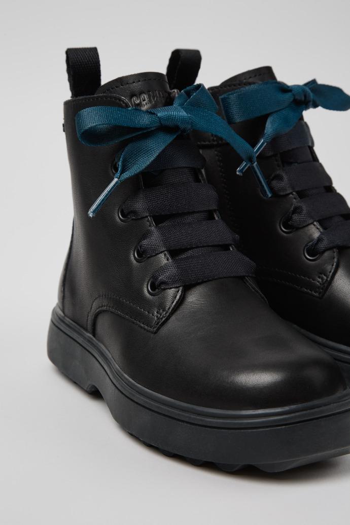 Norte Black leather ankle boots for kids by CAMPER