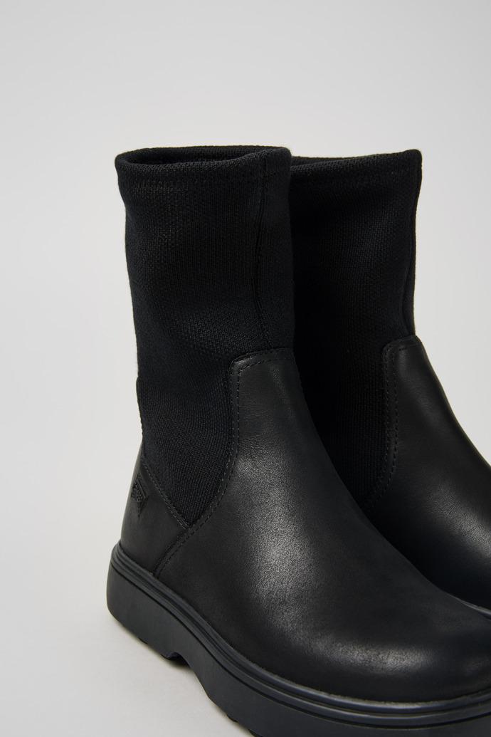 Norte Black leather boots for kids by CAMPER