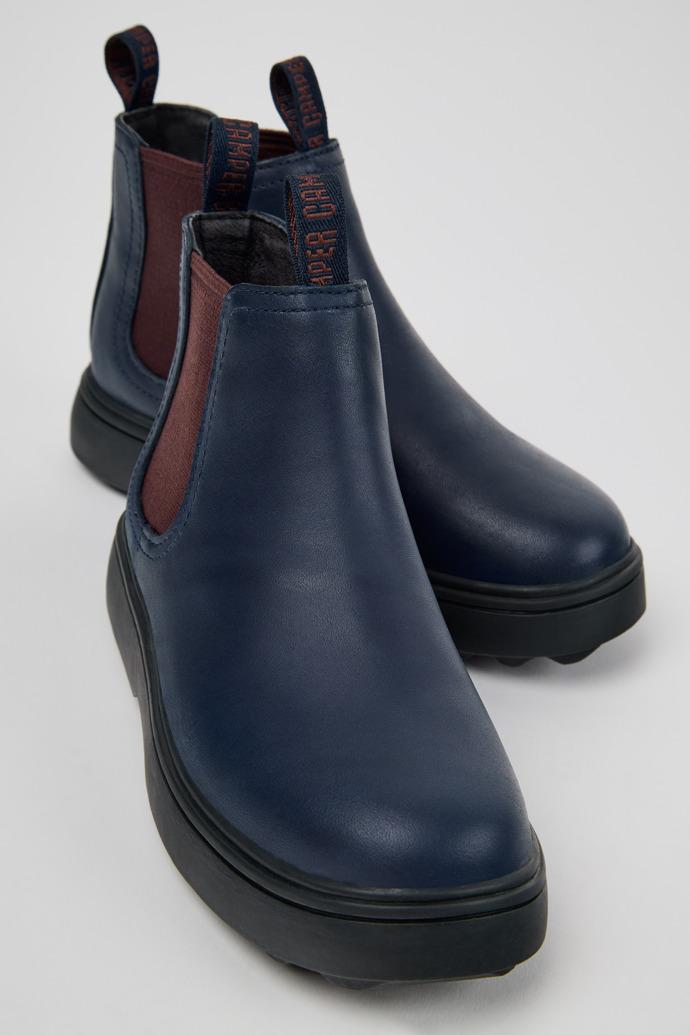 Norte Blue Leather Ankle Boots for Kids. by CAMPER