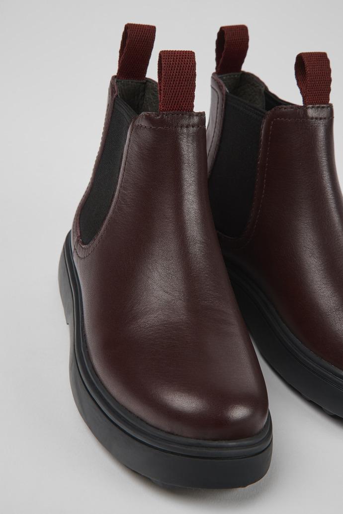 Norte Burgundy leather Chelsea boots for kids by CAMPER