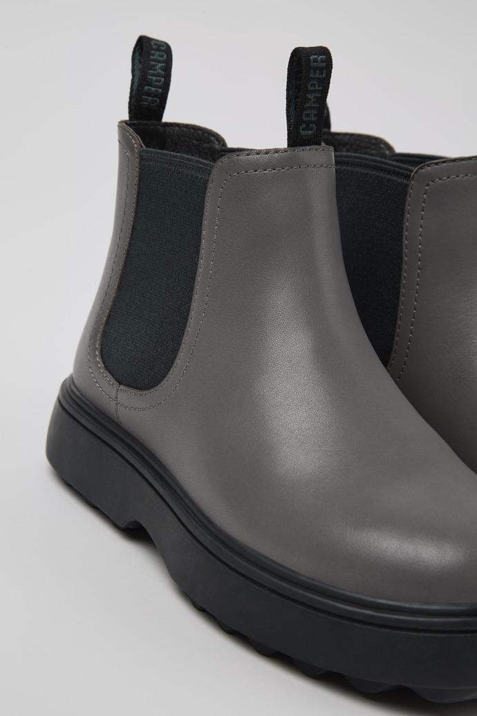 Norte Grey leather boots for kids by CAMPER
