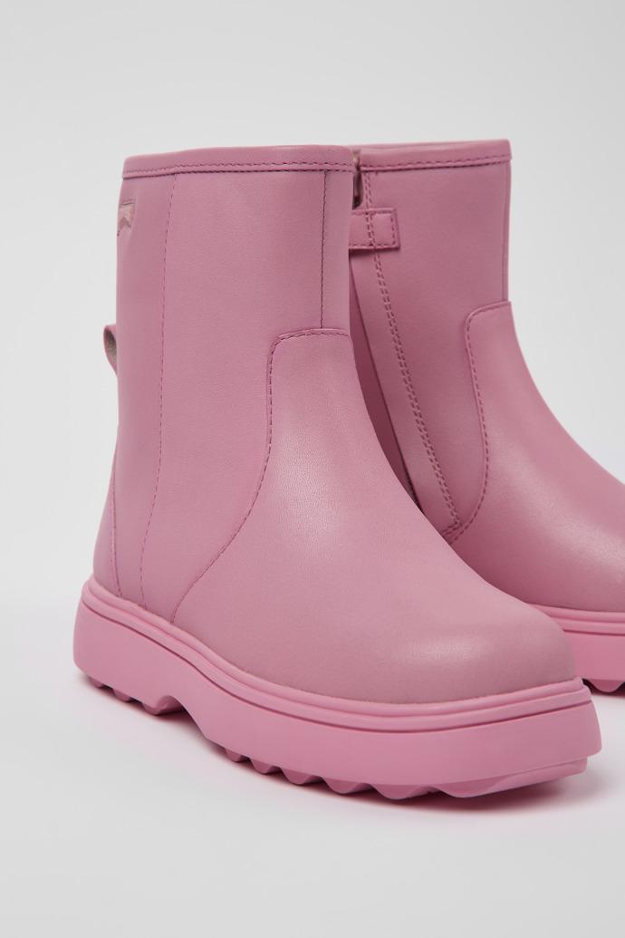 Norte Pink leather ankle boots for kids by CAMPER