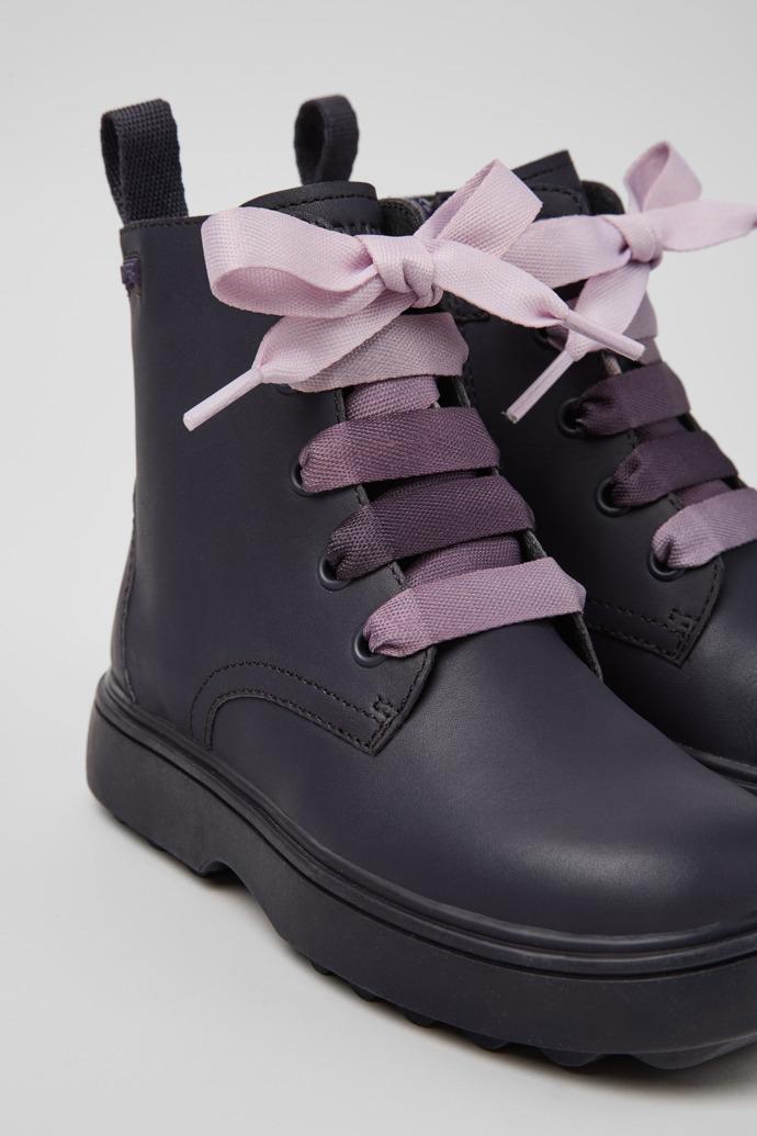 Norte Purple leather ankle boots for kids by CAMPER
