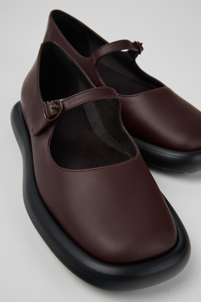 Onda Burgundy Leather Ballerinas for Women. by CAMPER