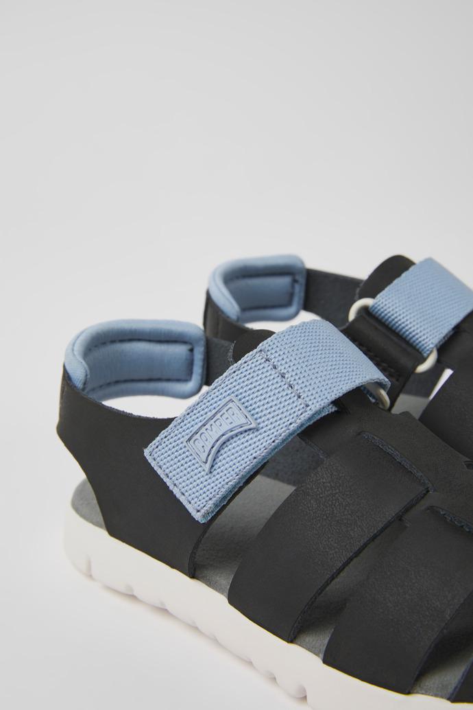 Oruga Black leather sandals for kids by CAMPER