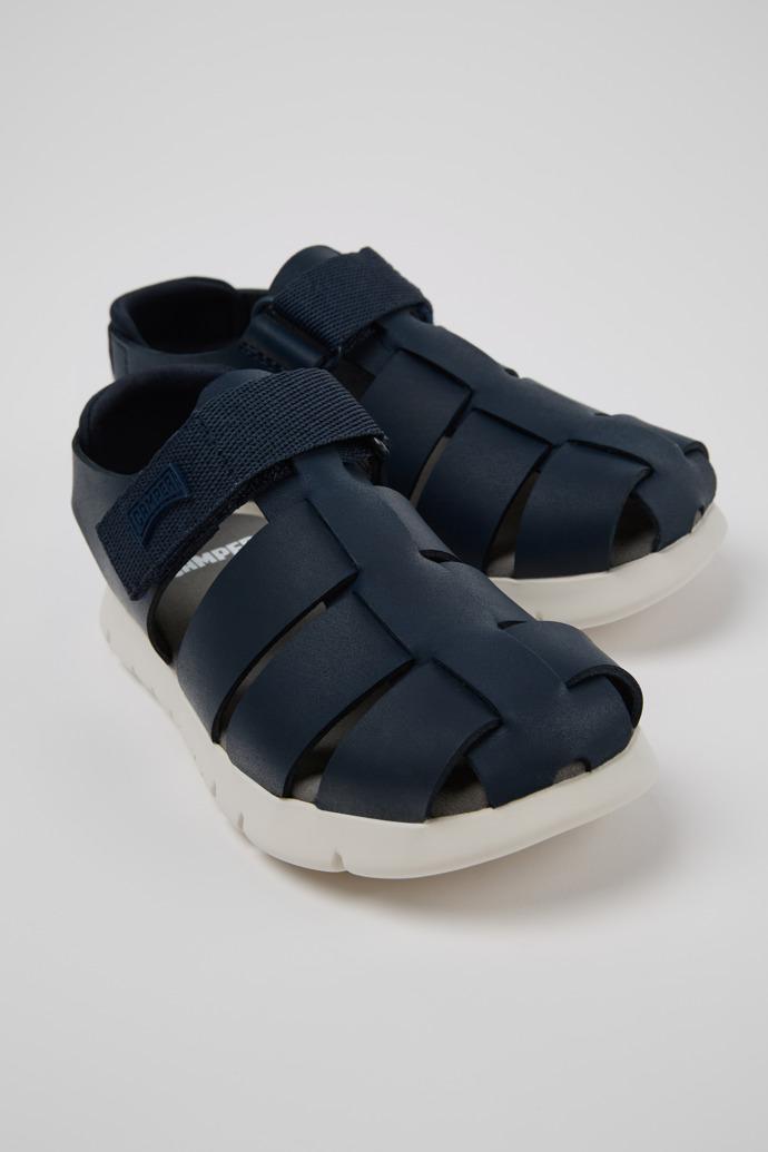 Oruga Blue Leather and Textile Sandals for Kids. by CAMPER