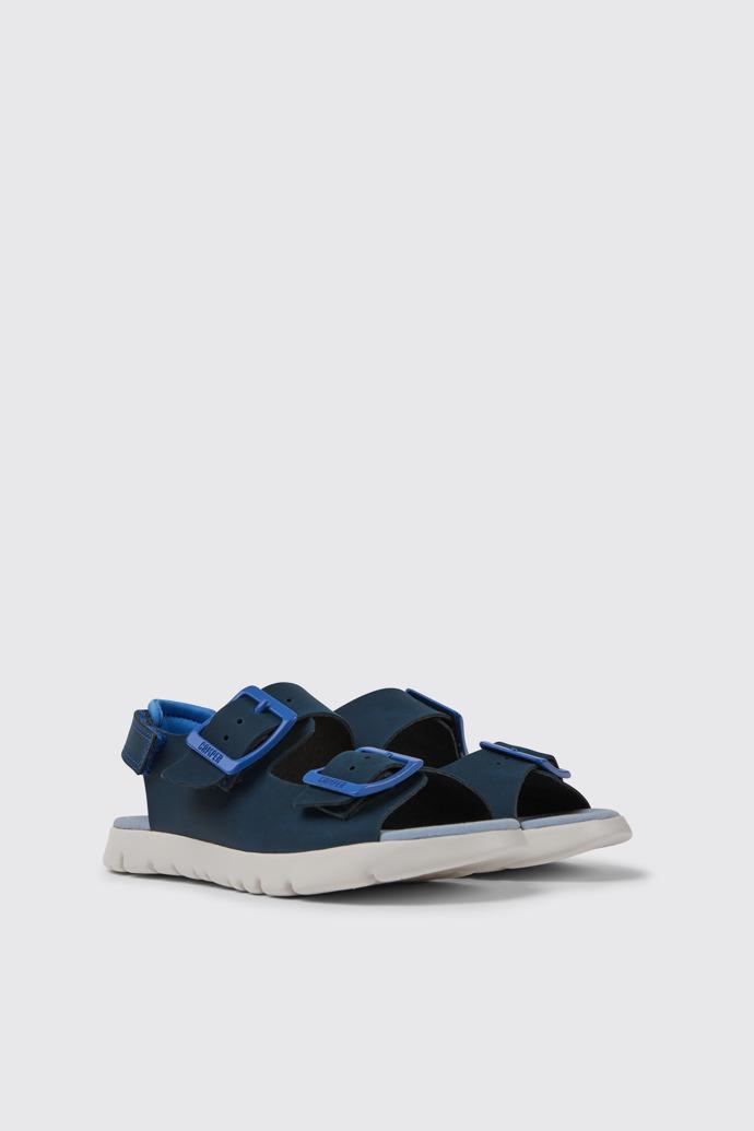 Oruga Blue leather sandals for kids by CAMPER