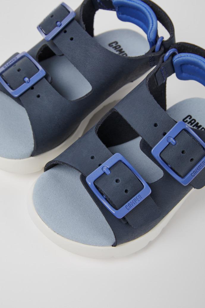 Oruga Blue leather sandals for kids by CAMPER