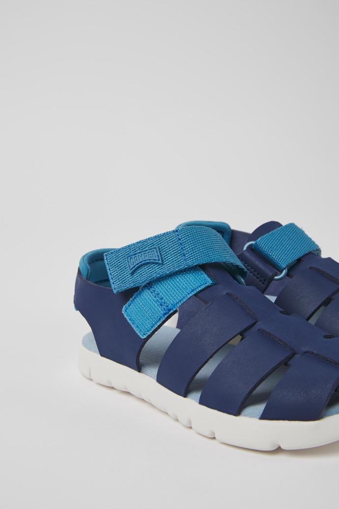 Oruga Blue leather sandals for kids by CAMPER