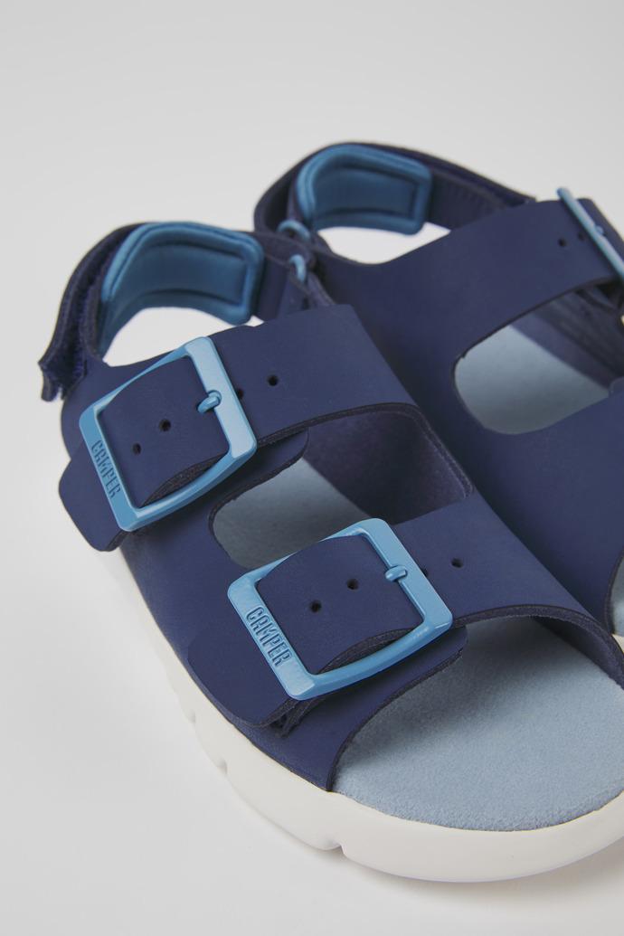 Oruga Blue leather sandals for kids by CAMPER