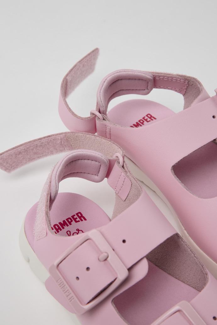Oruga Pink leather sandals for kids by CAMPER