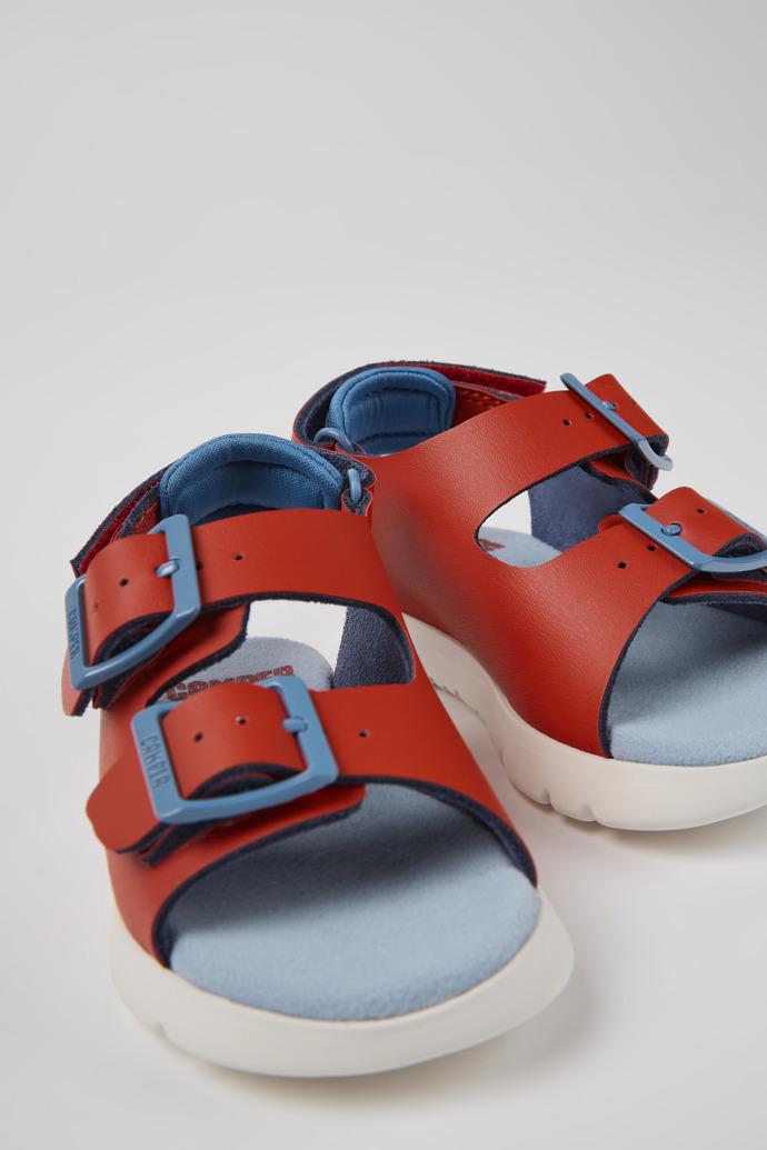Oruga Red leather sandals for kids by CAMPER