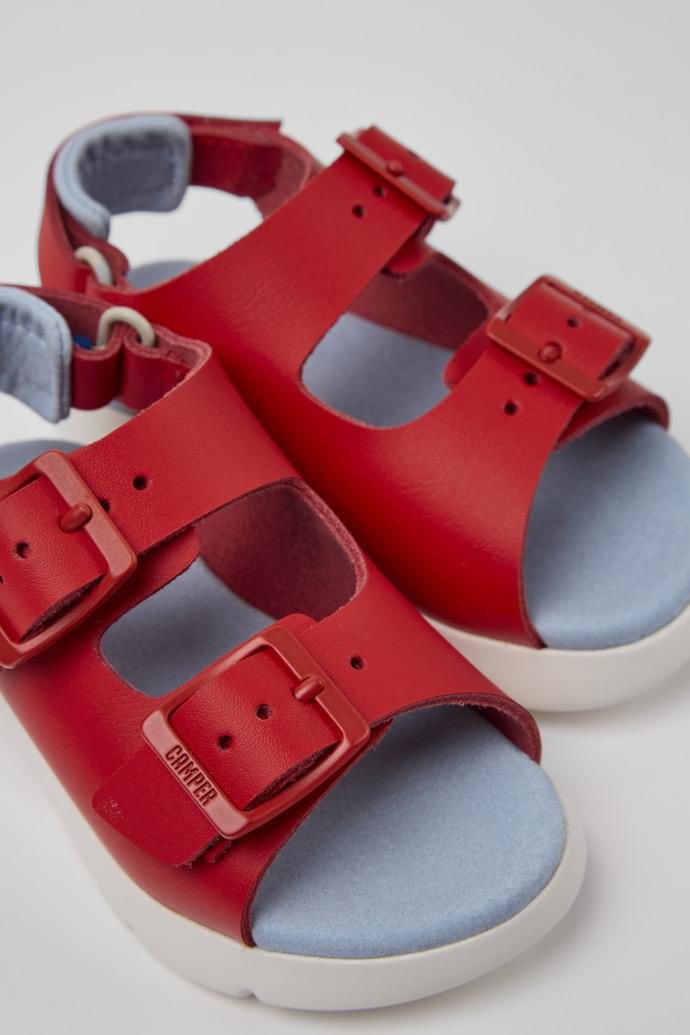 Oruga Red leather sandals for kids by CAMPER