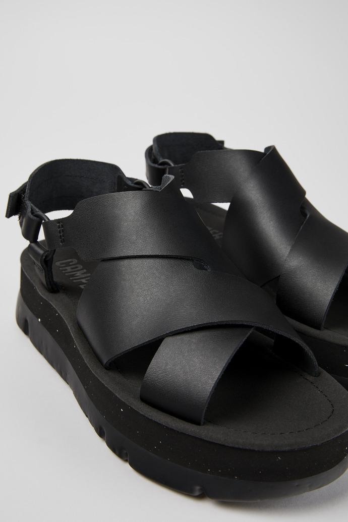 Oruga Up Black leather sandals for women by CAMPER