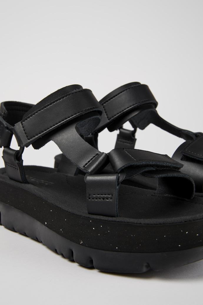 Oruga Up Black leather sandals for women by CAMPER