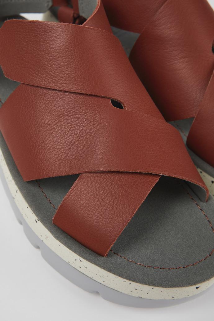 Oruga Up Red Leather Sandal for Women by CAMPER