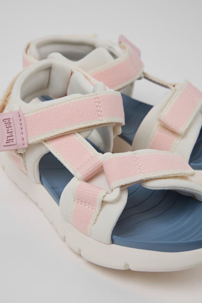 Oruga White Textile and Leather Sandals for kids. by CAMPER