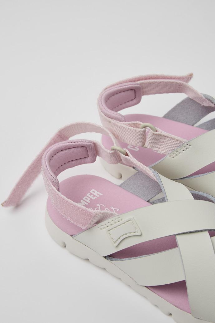 Oruga White leather sandals for kids by CAMPER