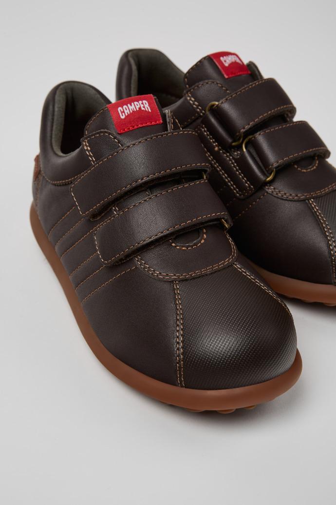 Pelotas Dark brown leather and textile shoes for kids by CAMPER