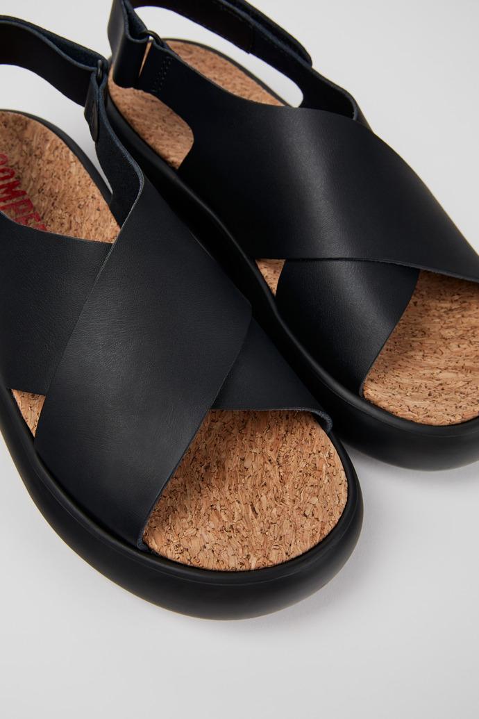 Pelotas Flota Black Leather Cross-strap Sandal for Women by CAMPER