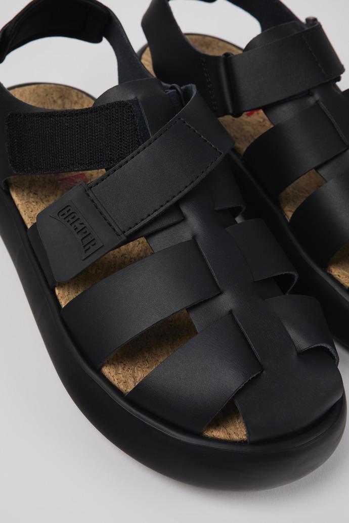 Pelotas Flota Black Leather Sandal for Men by CAMPER