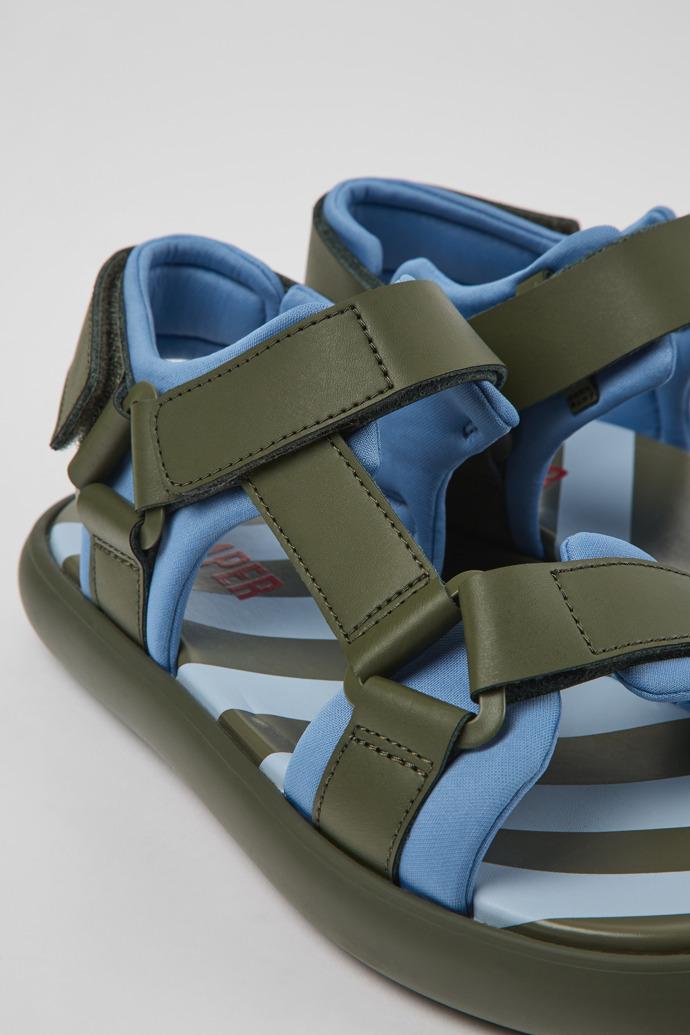 Pelotas Flota Green and blue leather and textile sandals for women by CAMPER