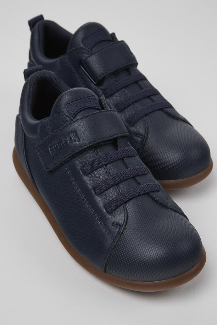 Pelotas Navy blue leather and textile shoes for kids by CAMPER