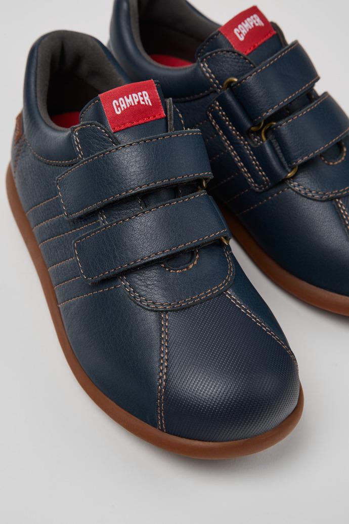 Pelotas Navy blue leather and textile shoes for kids by CAMPER