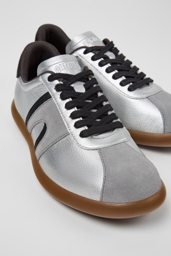 Pelotas Soller Silver-black Leather Women's Sneakers. by CAMPER