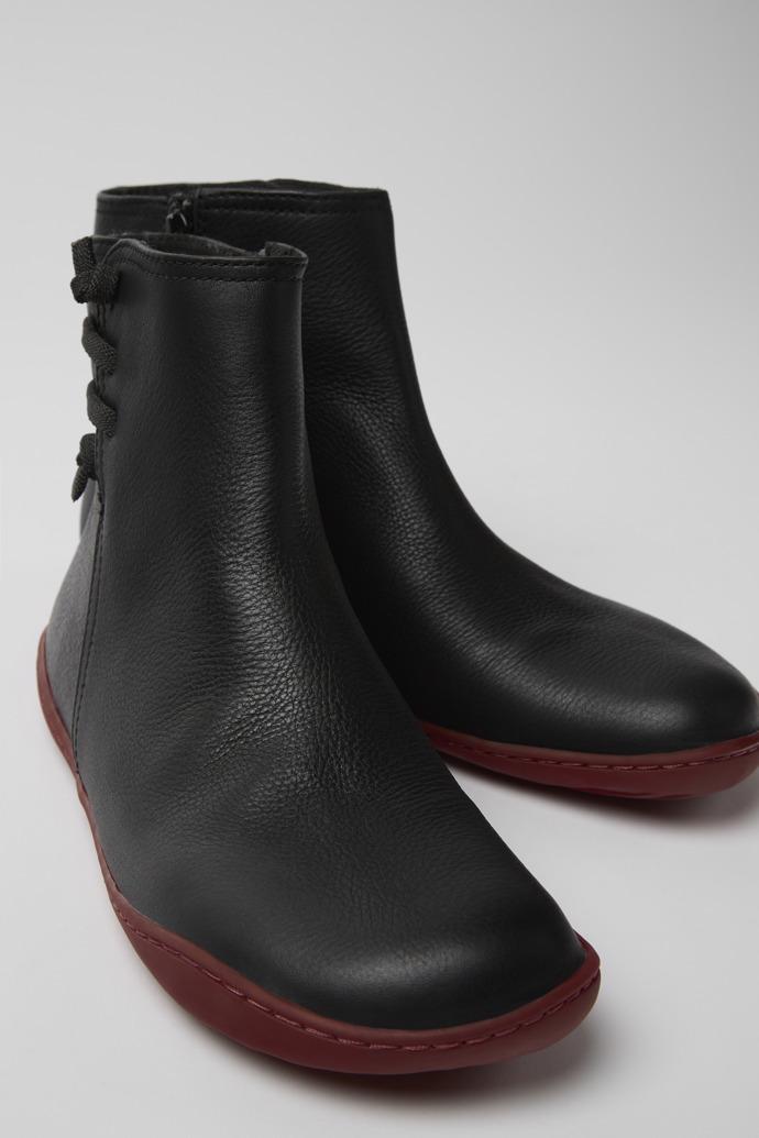 Peu Black leather ankle boots for women by CAMPER