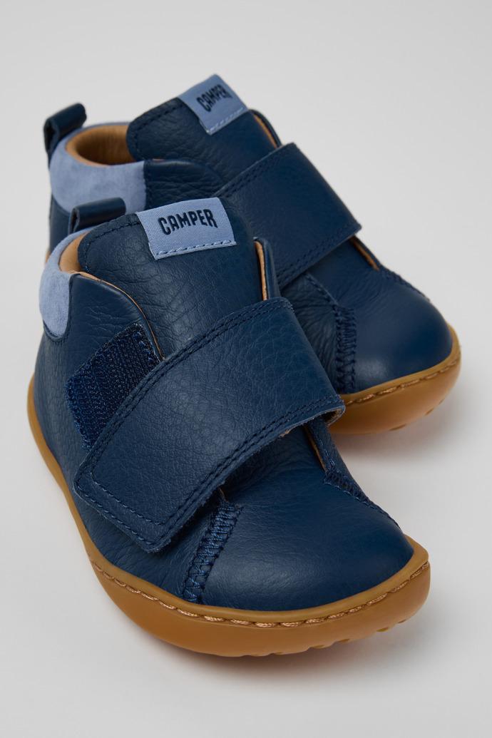 Peu Blue Leather and Nubuck Ankle Boots for Kids. by CAMPER