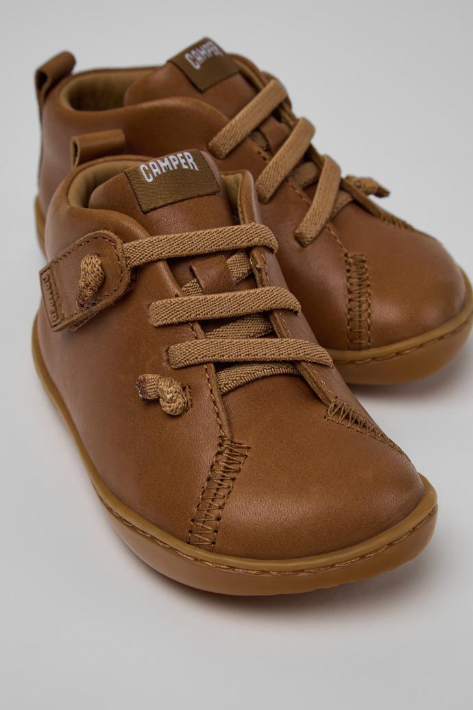 Peu Brown Leather Ankle Boots for Children. by CAMPER