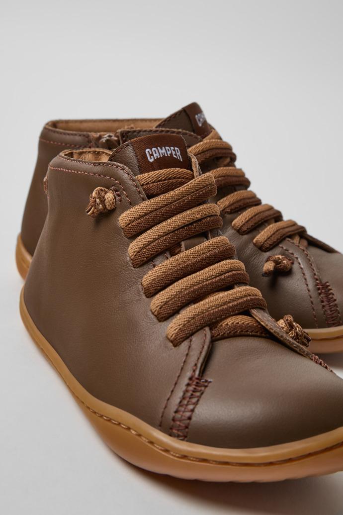 Peu Brown Leather Ankle Boots for Children. by CAMPER